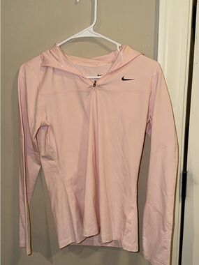 Nike Pink Half-Zip Hooded Long Sleeve Top